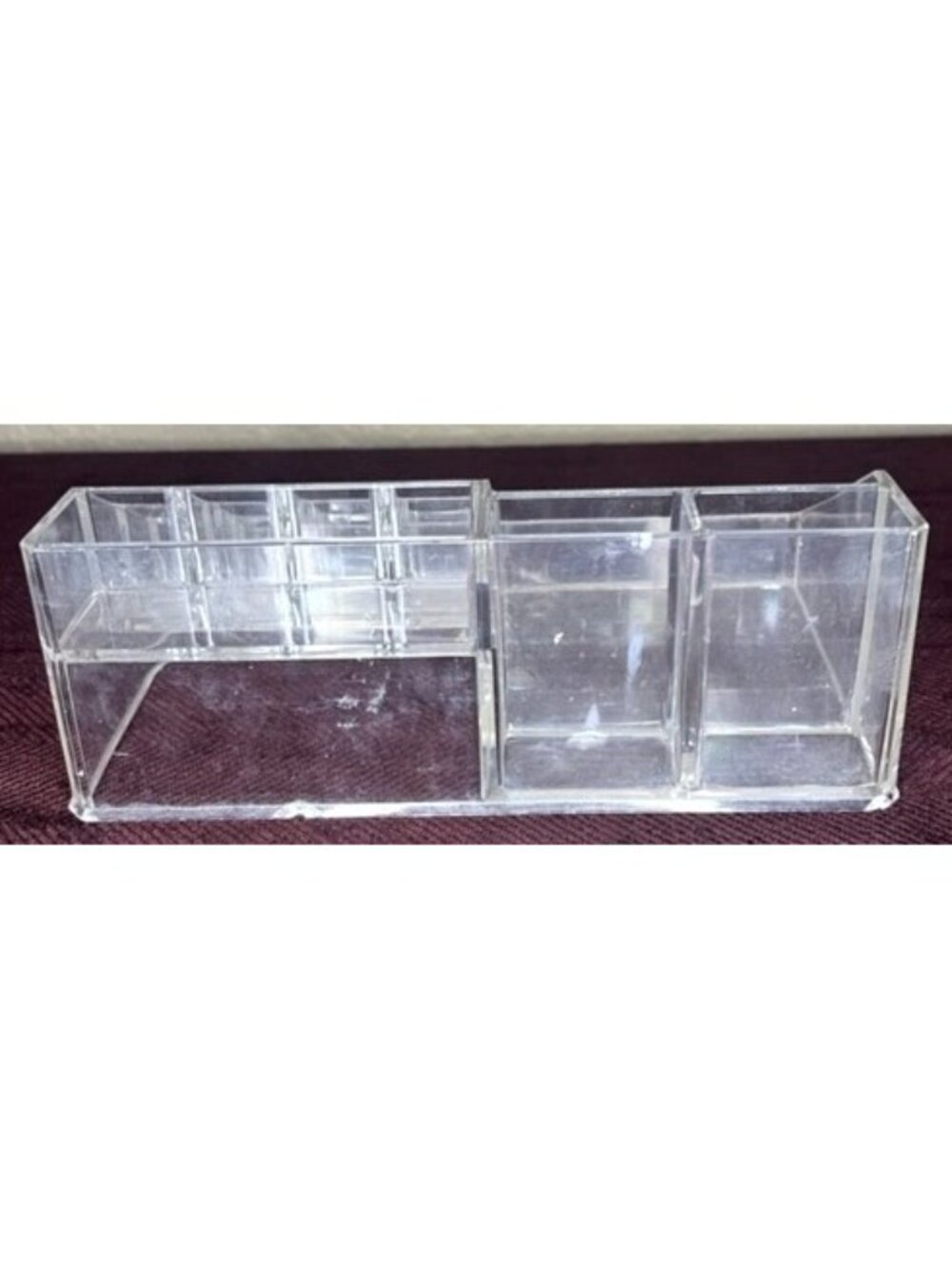 Clear Acrylic Multi-Compartment Makeup Organizer Rectangular Bin Storage Vanity - Picture 6 of 15